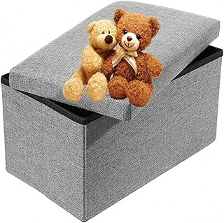 Ottoman Foldable Storage Banc Lemehe (48 x 30 x 30 cm), padded bench and footrest, Ottoman box with cover, folding chair for bedroom, living room, corridor, sparkling shoe bench (gray-48).. From office supplies to fashion — DIAYTAR Nigeria brings it fast.