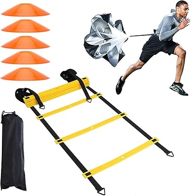 Agility training set - includes an agility scale with transport bag, 5 disc cones, resistance parachute. Use equipment to improve foot performance in any sport... DIAYTAR NIGERIA: Where quality meets affordability, with thousands of products delivered in less than 8 days.