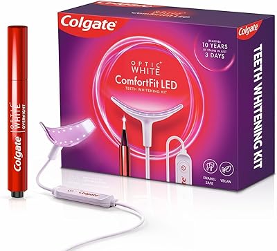 Kit of whitening teeth Colgate Optic White Comfortfit with LED light and whitening pen, LED teeth whitening kit, safe for enamel, works with iPhone and Android.. Browse, shop, and receive — DIAYTAR Nigeria keeps it simple.