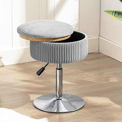 Adjustable makeup chair, round velvet make -up chair for makeup room, leo bona swivel make -up chair for living room (gray).. DIAYTAR NIGERIA: Connecting Nigerians with their needs through our affordable and diverse marketplace.
