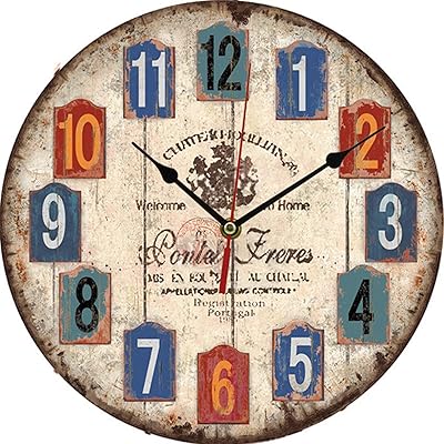 Okoz® Vintage Wood Wall Clock Farm Decor, Extremely silent Micro Movement without tick-tac, silent wall clocks without tick-style country style Tuscan vintage vintage vintage.. Make every purchase count with DIAYTAR Nigeria — shop smart, shop fast.