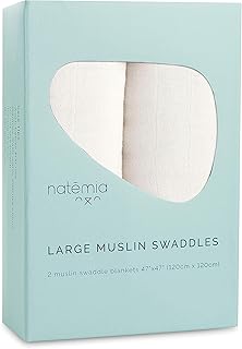 Natmea muslin swaddling blankets - Size L, 47 x 47 inches, 2, white package.. DIAYTAR NIGERIA transforms dreams into deliveries with our affordable prices and reliable shipping.