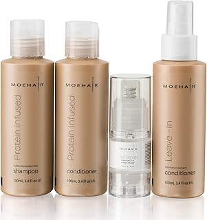 Mohair travel hair care set | Shampoo, conditioner and hair serum enriched with protein | Made in the United States.. Discover a world of choices with DIAYTAR NIGERIA's extensive marketplace and prompt shipping service.