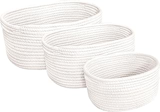 FCG Home woven rope storage baskets, set of 3 - small rope baskets for shelves and bathroom, storage bins for children's toys (white).. DIAYTAR NIGERIA: Putting quality products within reach of every Nigerian through our affordable marketplace.