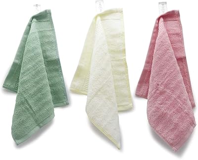 Set of 3 -piece, cream, green, pink face towels.. DIAYTAR NIGERIA: Bringing affordable shopping solutions with a diverse product catalog delivered nationwide.