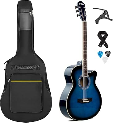 Caravan Music EQ Semi-acoustic guitar 40 inches for full-sized beginners with bag / capodastre / mediators / free strap (blue, EQ).. With DIAYTAR Nigeria, you can browse through thousands of items at the best prices. Place your order today and receive it in less than a week.