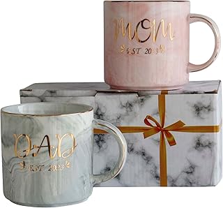 Pregnancy announcement of new parents - Maman and dad cups is 2023, gifts for first parents, Christmas gifts for new parents, set of coffee cups and ceramic tea of ​​12 oz.. Enjoy stress-free shopping with affordable prices on DIAYTAR Nigeria.