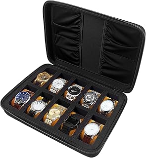 Storage box for watch/watch for men at 10 locations, suitable for all watches and intelligent watches up to 42 mm with 4 additional pockets for watch bracelets and other accessories (black).. Discover why millions choose DIAYTAR for affordable online shopping with delivery in just 5-8 days.