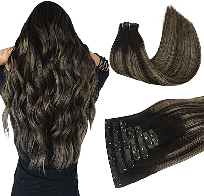 Hair extensions with seamless clips, natural black mixed brown chestnut 110 g 7 pieces 18 inches, Doors Human hair extensions with seamless clips hair extensions.. Skip the traffic, shop online — DIAYTAR Nigeria brings it to you.