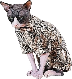 Cat clothing without sphynx hair, clothing for cot with elastic round neck in cotton in limited edition with snake skin pattern (XL (11-15 lbs), gold).. Experience budget-friendly shopping at DIAYTAR NIGERIA, Nigeria's premier online marketplace with quick delivery.