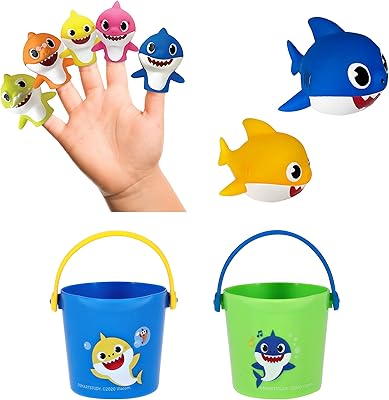 Nickelodeon Pinkfong Baby Shark Bath Time Nickelodeon Plink Time - Cups, Puppets, Fingers and Bath bags - Blue/Green, 9 pieces.. DIAYTAR NIGERIA: Where every purchase is affordable and delivery is always within a week.