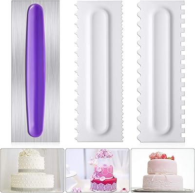 Alykdon Set of stainless steel cake decoration comb, comb smoothing the edges of the cakes, frosting scraper and cut-off for the kitchen, bread, mousse, butter cream, 3 pieces.. DIAYTAR NIGERIA transforms online retail with unbeatable prices and consistent delivery timeframes.