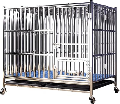 Robust bibidong dog cage, stainless steel metal chenil and medium steel for medium and large dogs, foldable park for indoor and outdoor pets with removable tray, design with double doors and locks (31.1 inches/79 cm).. DIAYTAR NIGERIA: Bringing quality products to your doorstep at prices that won't break the bank.