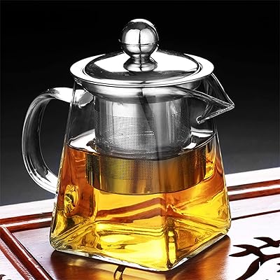 Glass teapot, borosilicate glass tea kettle for bulk tea, transparent teapot with removable stainless steel infuser, microwave, dishwasher and the stove (750 ml-square).. DIAYTAR NIGERIA delivers value, variety, and convenience with our nationwide 5-8 day shipping.