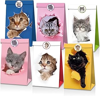 12 mini pieces mini bags in 3D chat chat printed cookies cookies buffet paper bag animal theme of festival gifts for children bags kraft bags.. DIAYTAR NIGERIA connects desires with reality through affordable prices and reliable delivery service.