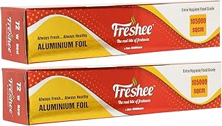 Freshee 105,000 m2 Roll of silver aluminum paper for kitchen, package of 2, food packaging, bacteria resistant, disposable, food package, hookah, fresh food, food quality.. Your complete shopping solution, DIAYTAR NIGERIA offers extensive choice with competitive prices and delivery.
