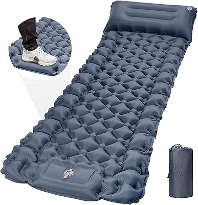Ultra light camping inflatable sleeping cushion 195x60 cm, integrated pump, perfect for camping and hiking - Airpad pillow, transport bag, repair kit - Small ultralight pneumatic mattress (dark blue).. DIAYTAR NIGERIA: Empowering Nigerians with access to affordable products delivered within 8 days.