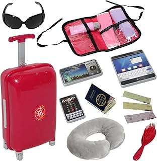 Doll's suitcase with open and closed baggage tote bag, ticket, passport and 12 accessories - 18 -inch travel set.. Big selection, small prices — shop now on DIAYTAR Nigeria.