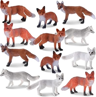 Set of 12 realistic fox dolls, red arctic fox figurines, jungle animals, dollhouse, cake decoration kit, educational party gifts, birthday supplies.. Shop with purpose at DIAYTAR NIGERIA, where your money goes further and delivery is always prompt.