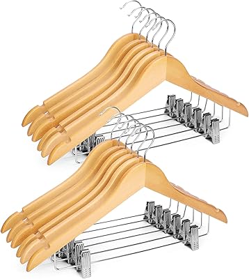 Cosimode wooden hanger with clips 12 pieces luxury wood hanging for durable natural wood cupboard with robust suspension clips for pants, costumes, skirts, jeans, shirts, shorts.. Shop from our extensive catalog at DIAYTAR NIGERIA and enjoy doorstep delivery in just 5-8 days.