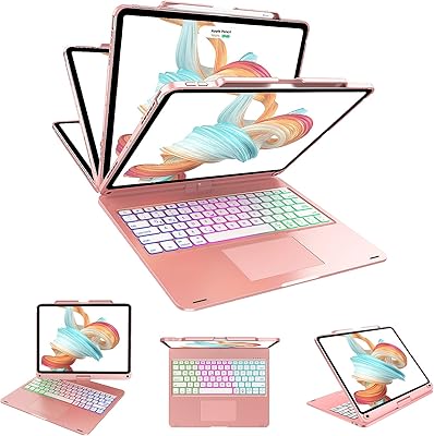 Touch for iPad Pro 12.9 inches with 6th generation 2022 keyboard, rotating magic keyboard and 360 ° swivel with trackpad - 7 -color backlight with pencil holder for pro 12.9 5th 2021, 4th 2020 and 3rd 2018, gold rose.. DIAYTAR NIGERIA: Where shopping dreams come true with budget-friendly prices and nationwide shipping.