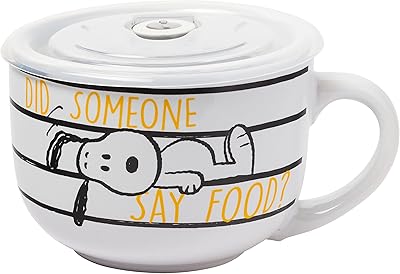 Peanuts Silver Buffalo Snoopy and Woodstock ceramic cups with ventilated plastic cover - 24 oz.. Wide range, low cost, fast delivery — that’s DIAYTAR Nigeria.
