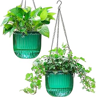 White Shop Lot of 2 hanging planters with automatic watering.. Shop from anywhere in Nigeria with DIAYTAR's extensive selection and budget-friendly shipping options.