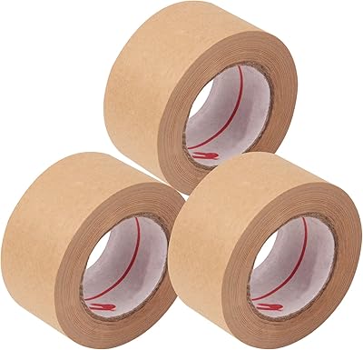 Package of 3 ribbons of kraft paper coated with water, brown masking tape for a secure photo frame - Robust adhesive - 36 mm x 89 m by WEXW.. DIAYTAR Nigeria — the online store where variety meets value.