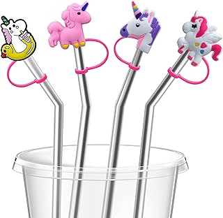 4 reusable silicone straw tips unicorn plug 6.. DIAYTAR NIGERIA brings the market to your fingertips with affordable prices and swift delivery services.