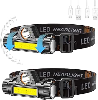 Rechargeable LED front lamp by USB ultra light, angle adjustable to 90 degrees, 2000 mAh rechargeable battery, waterproof IPX4, for running, campsite and hiking, pack of 2.. Shop efficiently from anywhere with DIAYTAR NIGERIA's comprehensive platform and quick delivery options.