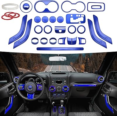 Yishma Kit De Decoration Interior Complete 28 pieces compatible with Jeep Wrangler JK 2011 2012 2013 2014 2014 2016 2016 2018 2018 (Blue Accessories).. Experience the ease of one-stop shopping with DIAYTAR NIGERIA's diverse catalog and nationwide delivery.