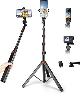 Selfie Perche Tripod 170 cm, Ufanore professional phone tripod with remote control, aluminum travel tripod for iPhone/GoPro/Android phone, wider leg and thicker, stretch, flexible and portable tube.. DIAYTAR NIGERIA stands as your affordable shopping ally with nationwide delivery in just 5-8 days.