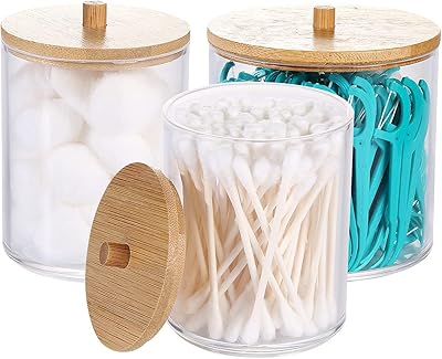 Ocuzz® Lot of 3 round acrylic distributors for cotton pads, transparent plastic pots for bathroom container, makeup storage and organizational organizer.. Shop with ease at DIAYTAR NIGERIA, Nigeria's premier e-commerce platform offering budget-friendly shipping.