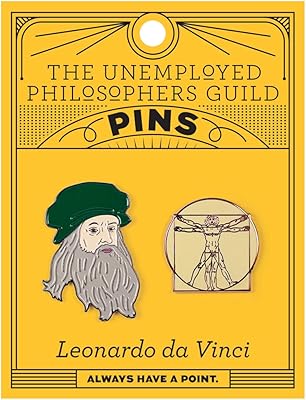 Set of enamel pins Léonard de Vinci and the Vitruvian man - 2 unique colorful metal pins.. Experience shopping satisfaction with DIAYTAR NIGERIA's vast selection and budget-friendly delivery options.