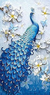 Handmade peacock diamond painting, cross stitch embroidery, diamond mosaic wall stickers for the decoration of the house (60x90cm).. Shop the future with DIAYTAR NIGERIA - thousands of products, unbeatable prices, delivery within a week.