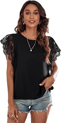 Elegant blouse with short sleeve in floral lace for women, round neck top, t-shirts.. Reliable delivery, all over Nigeria — that’s DIAYTAR Nigeria promise.
