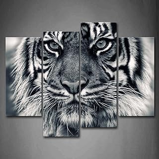 (12 "x26" x2 panels, 12 "x35" x2 panels) - black and white fierce tiger with fixed and beard, animal portrait, canvas print, wall art images for modern interior decoration.. DIAYTAR NIGERIA transforms how Nigerians shop with our affordable prices and dependable shipping times.