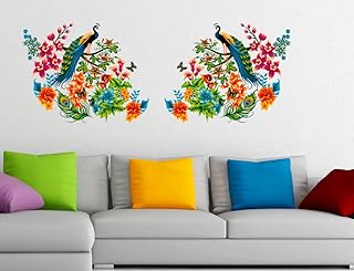 PVC vinyl wall sticker, peacock pattern, birds on branches (60 x 90 cm, multicolored).. DIAYTAR NIGERIA delivers on every promise with our affordable prices and nationwide delivery service.