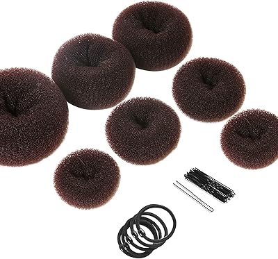AURETTI 7 pieces bun, set of buns with bun, 5 elastic ties, 20 hair pins, dark brown (brown).. DIAYTAR NIGERIA: Where quality meets accessibility with affordable prices and prompt shipping.