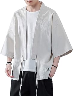 Prijouhe Japanese kimono coat for men loose 3-4 cardigan open in front.. Shop smarter with DIAYTAR NIGERIA's diverse marketplace and budget-friendly nationwide delivery.