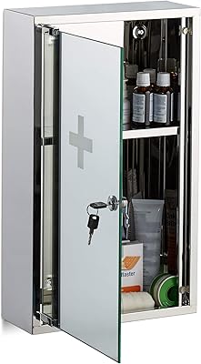 Relaxdays pharmacy cabinet in stainless steel door mirror door 2.. Experience convenient online shopping on DIAYTAR Nigeria — wide selection and affordable delivery.