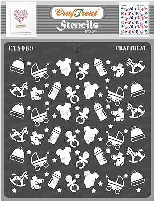 Crafttreat baby stencils to paint on wood, canvas, paper, fabric, floor, wall and tiles - Baby background - 6x6 inch - artist and reusable artist stencils for interior decoration - Baby Shower stencils.. DIAYTAR NIGERIA transforms dreams into deliveries with our affordable prices and 5-8 day shipping.