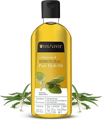 Nourishing hair oil Soul Flower BHRINGRAJ - 100 % pure, organic herbs, Natural hair oil cold pressed, 200 ml/6.77 FL OZ.. DIAYTAR NIGERIA delivers on our promise of variety, affordability, and prompt nationwide service.