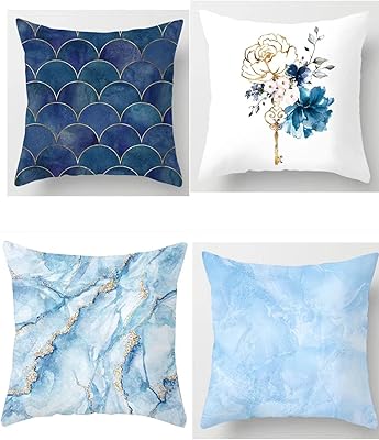 Sofa cushion cover in polyester 4 -piece fishing large size 60 cm x 60 cm, cushion cushion of soft sofa to the touch without lining (legendary ocean blue).. Your digital shopping destination, DIAYTAR NIGERIA combines variety with affordability and quick delivery.