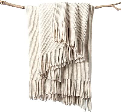 Liven white cover for sofa - Sweet knitted coverage in rustic bohemian caterpillar, small light cover with fringes for interior decoration, bed, chair, sofa, spring (cream/white, 127 x 152.4 cm).. Shop with confidence at Nigeria's leading affordable e-commerce platform with reliable delivery services.