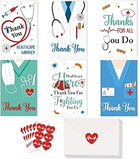 Set of thank you gift cards for health workers with envelopes - package of 12.. Shop from anywhere in Nigeria and receive your DIAYTAR purchases at affordable prices within a week.