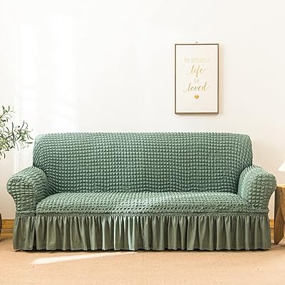Sofa Sofa Cover Sustainable Universal Design easy to install with skirt.. Nigeria’s trusted store online — DIAYTAR Nigeria never disappoints.