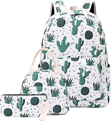 School bag set in light canvas for adolescent girls, Y075-Cactus, M.. DIAYTAR NIGERIA brings affordable shopping to your fingertips with reliable delivery in less than 8 days.