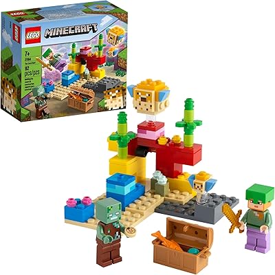Lego Minecraft The Coral Reef 21164 Operation Minecraft Game includes Alex, a fish that flows and 2 superb Blowfish, new 2021 (92 pieces).. DIAYTAR NIGERIA: Connecting Nigerians with affordable products delivered promptly nationwide.