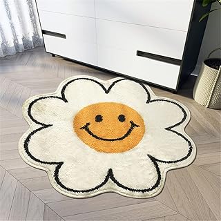 Sun carpet for bedroom, nice carpet with smiling face, absorbent water, non -slip, super soft, for game stairs, entrance doors, shower room, bath, side bath mat, house entrance carpet (diameter 80 cm, white).. DIAYTAR NIGERIA stands as your affordable shopping ally with nationwide delivery in just 5-8 days.
